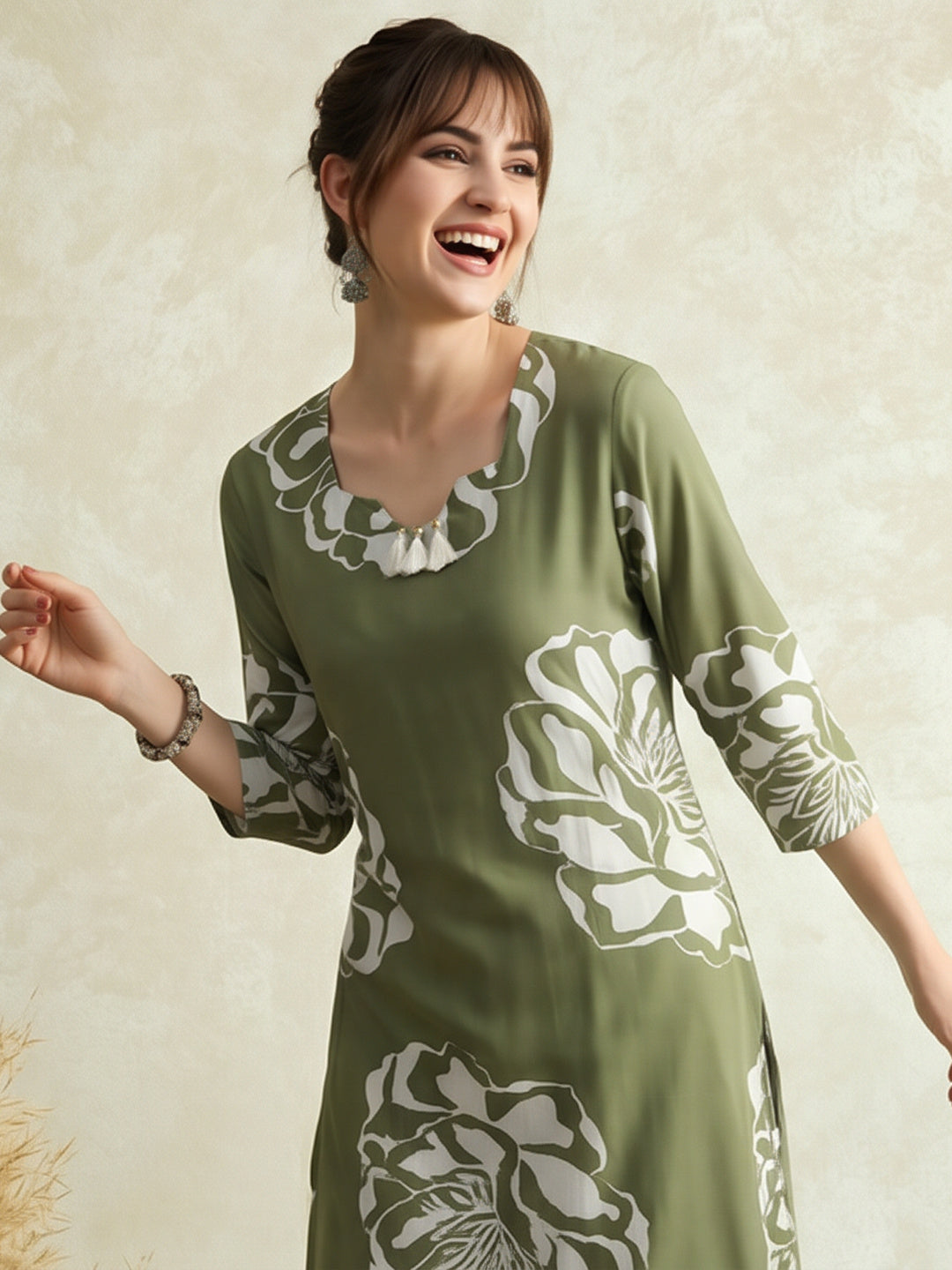 Floral Embroidered Straight Pure Cotton Kurta Sets