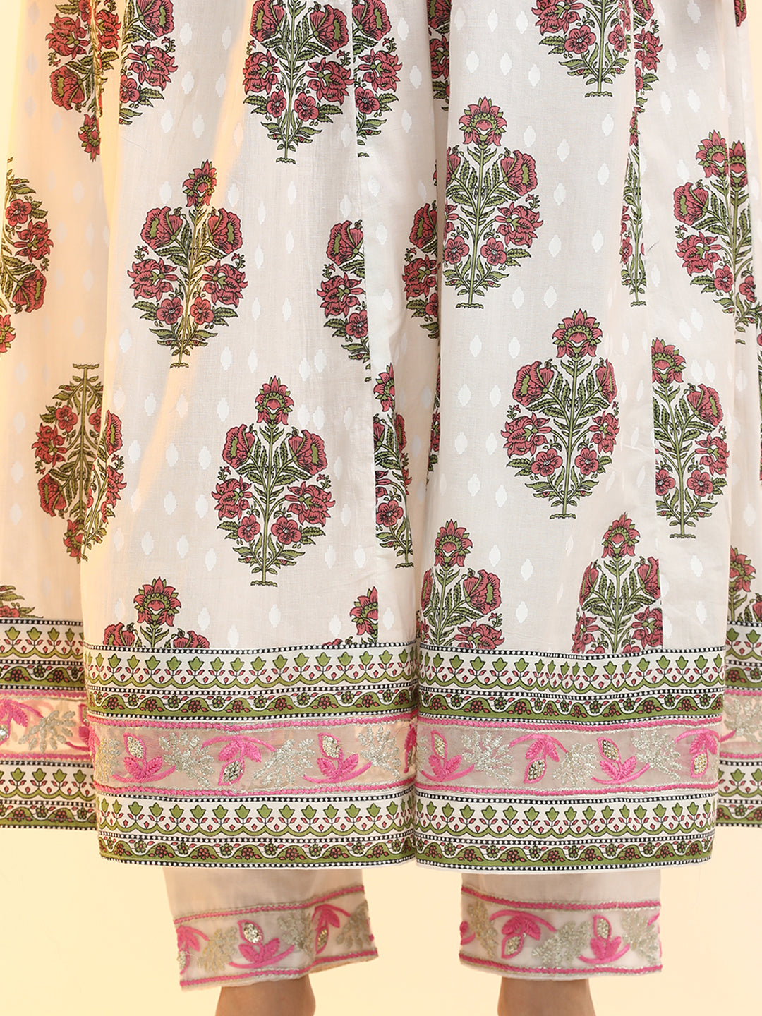 Embroidered Pure Cotton Floral Kurta Sets With Dupatta