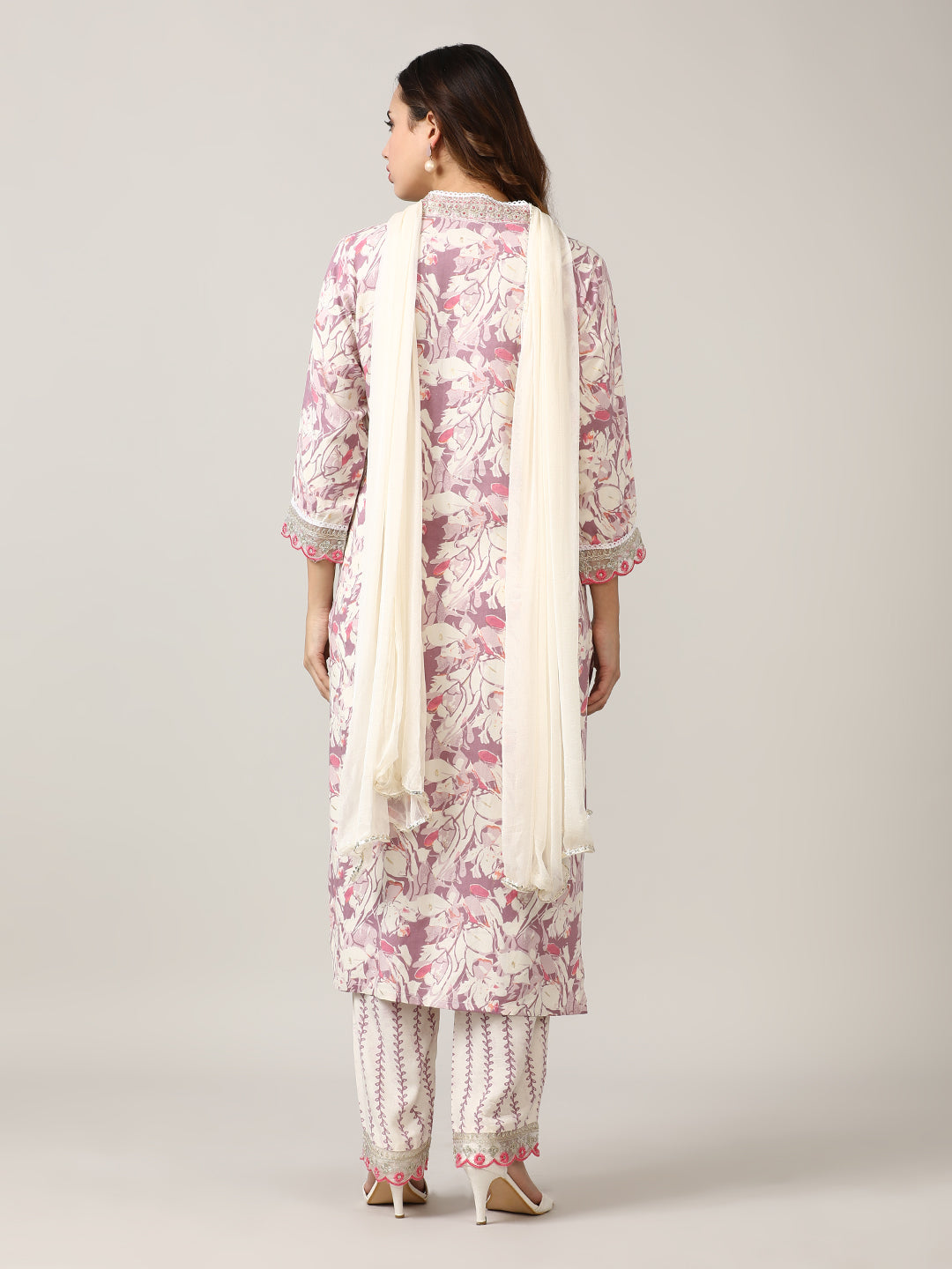 Embroidered Floral Straight Kurta Sets With Dupatta