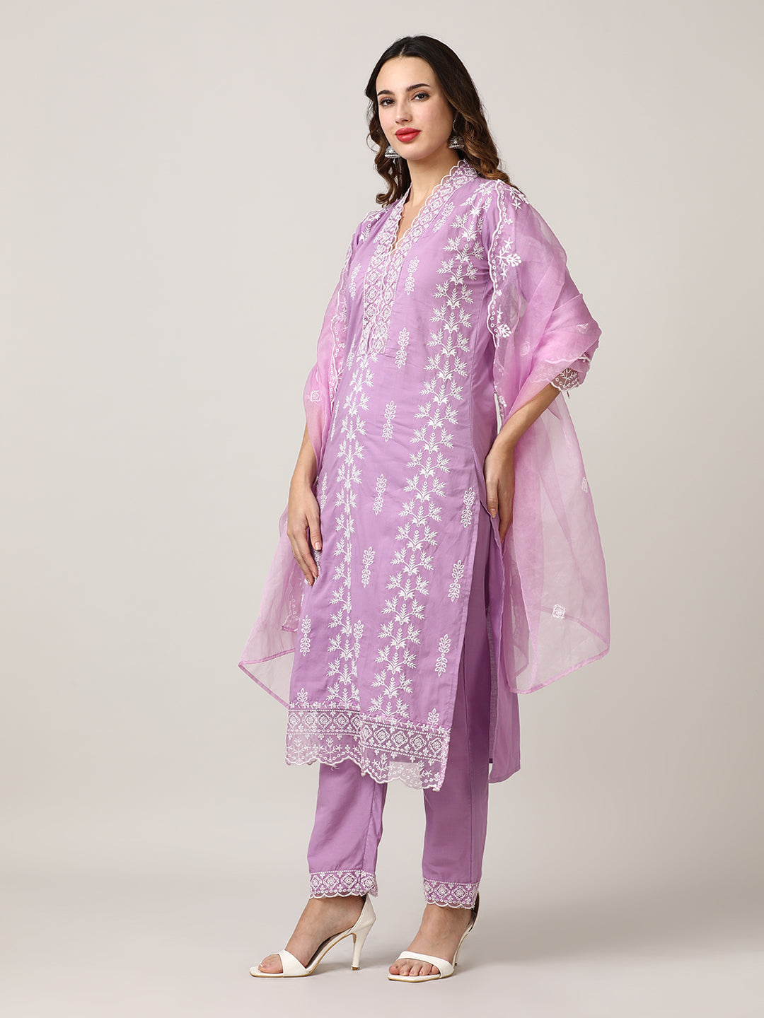 Embroidered Pure Cotton Floral Kurta Sets With Dupatta