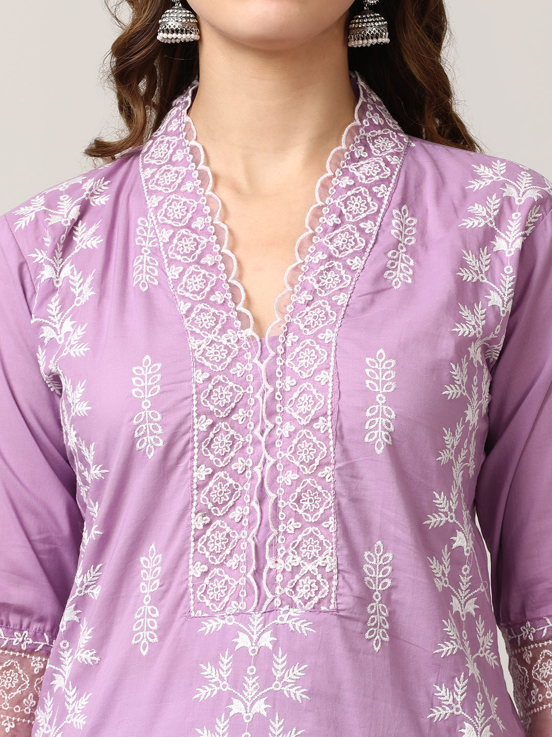 Embroidered Pure Cotton Floral Kurta Sets With Dupatta