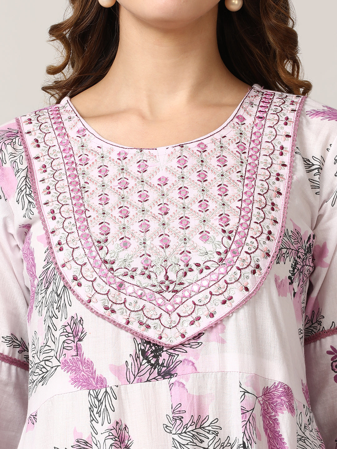 Embroidered Pure Cotton Floral Kurta Sets With Dupatta