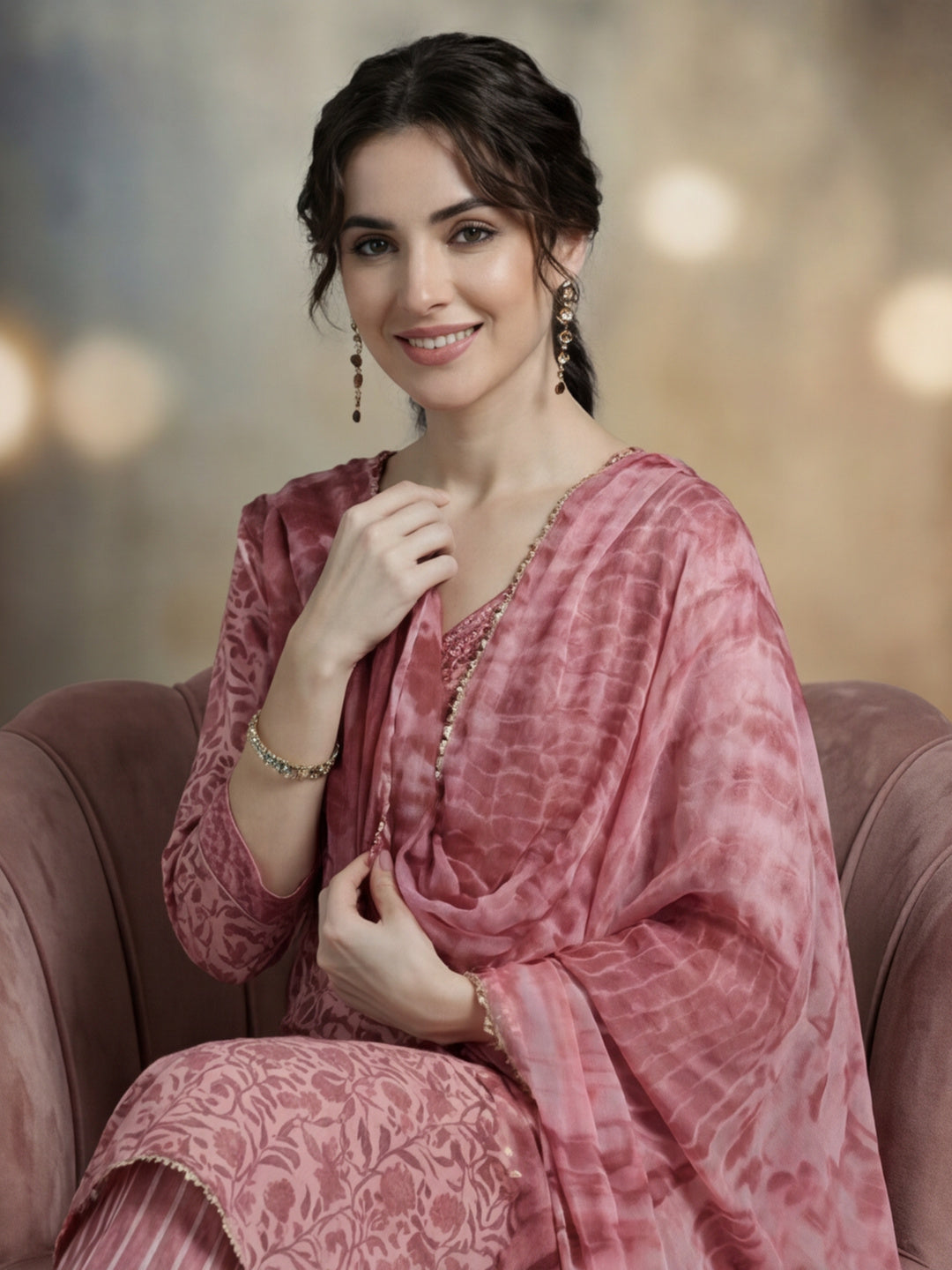 Paisley Printed Cotton Kurta Set With Dupatta