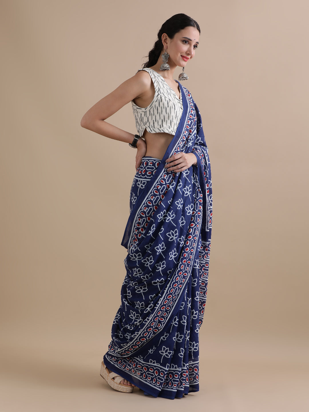 Mulmul Cotton Printed Saree