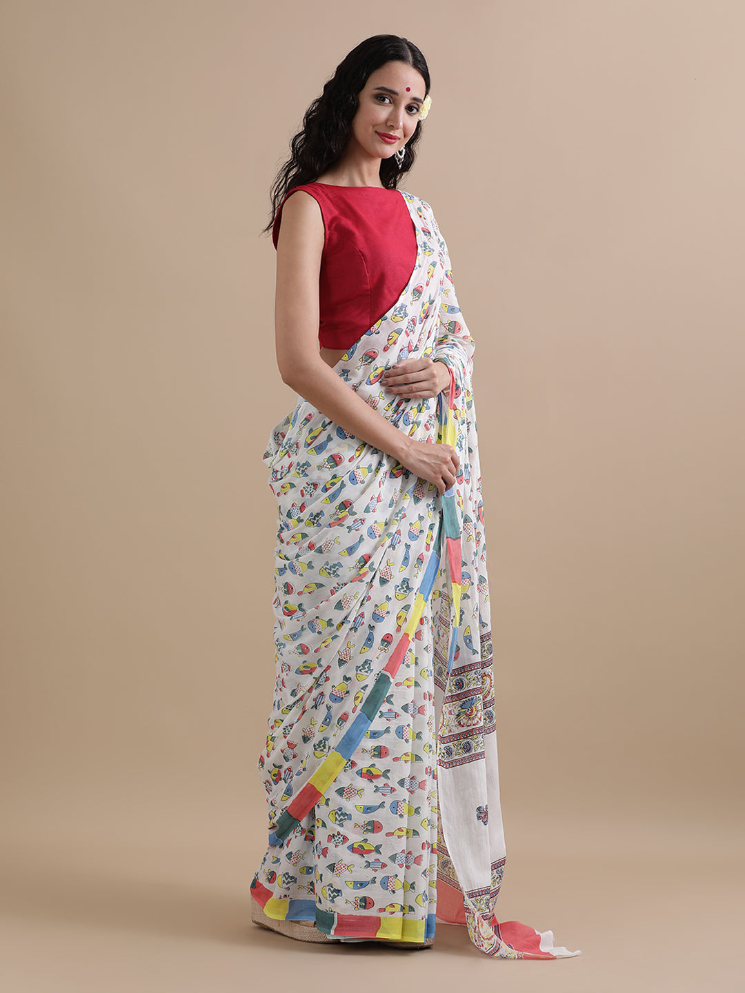 Mulmul Cotton Printed Saree