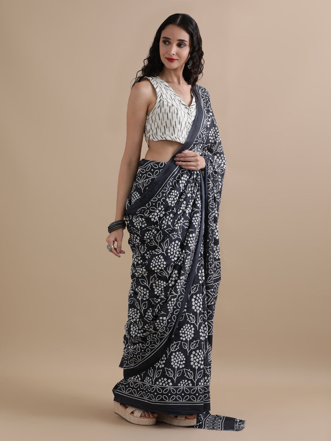 Mulmul Cotton Printed Saree