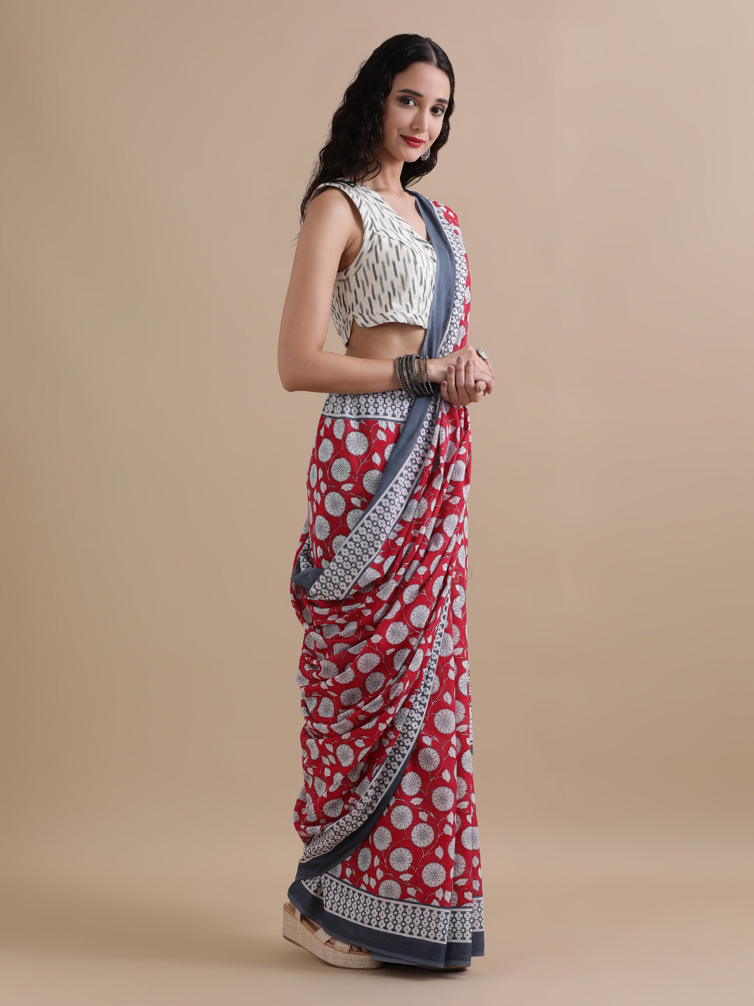 Mulmul Cotton Printed Saree