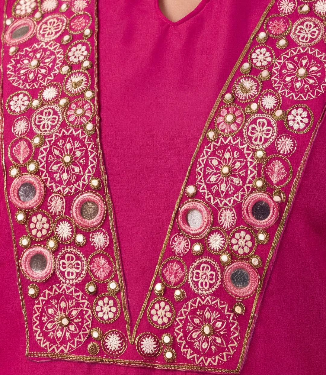 Women's Pink Embroidered Kurta Set with Jacquard Dupatta | Mul Cotton Festive Ethnic Wear