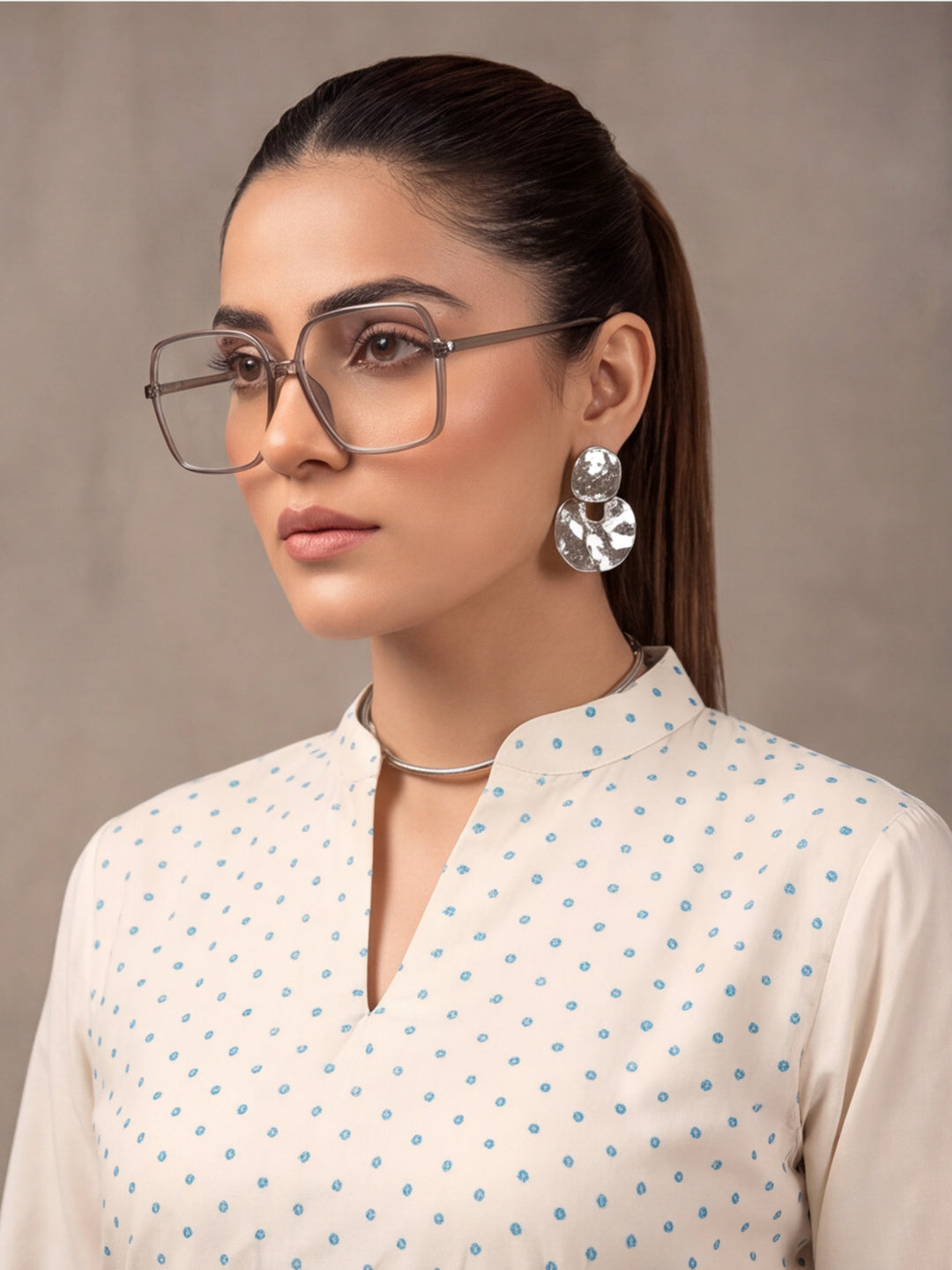 Women's Off White & Blue Floral Digital Printed Co-Ord Set | Soft Cotton Kurta & Palazzo