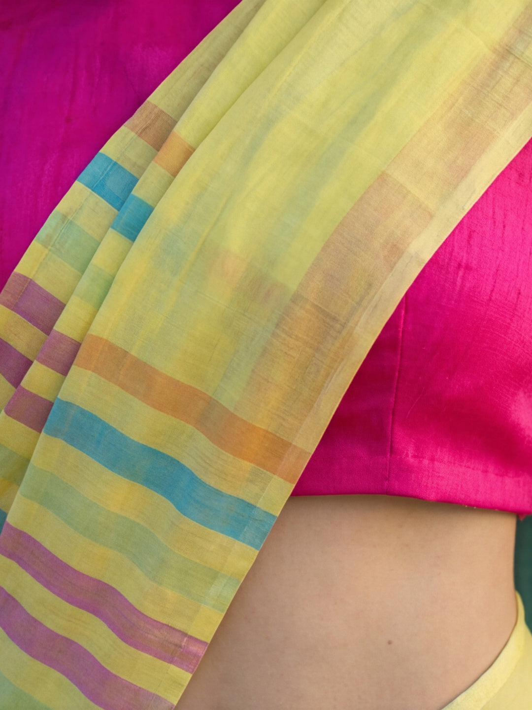 Striped Pure Linen Saree with Unstiched Blouse
