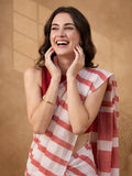 Striped Pure Linen Saree with Unstiched Blouse