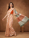 Striped Pure Linen Saree with Unstiched Blouse