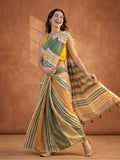Striped Pure Linen Saree with Unstiched Blouse