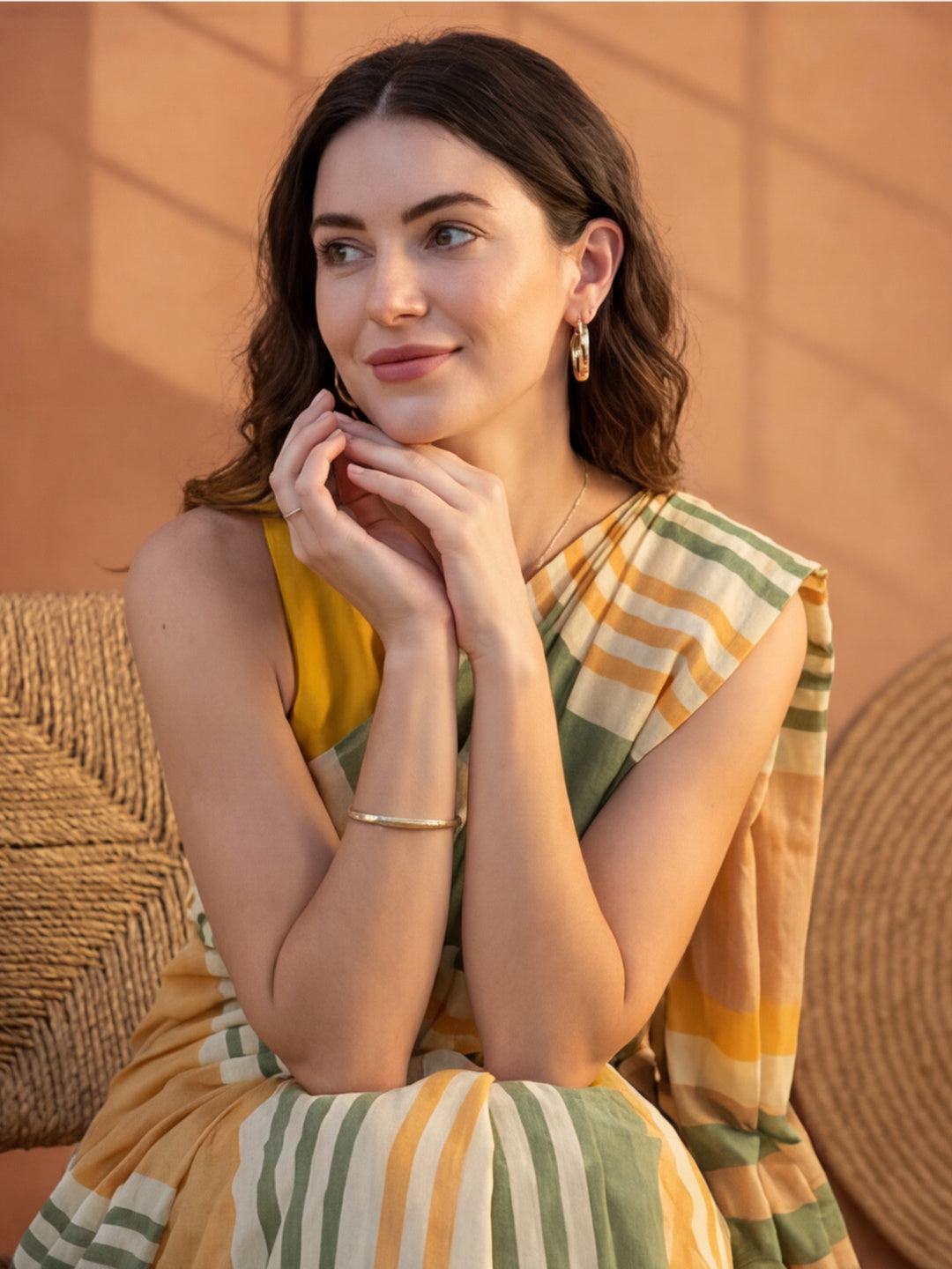 Striped Pure Linen Saree with Unstiched Blouse