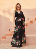 Floral Tussar Silk Saree with Unstiched Blouse