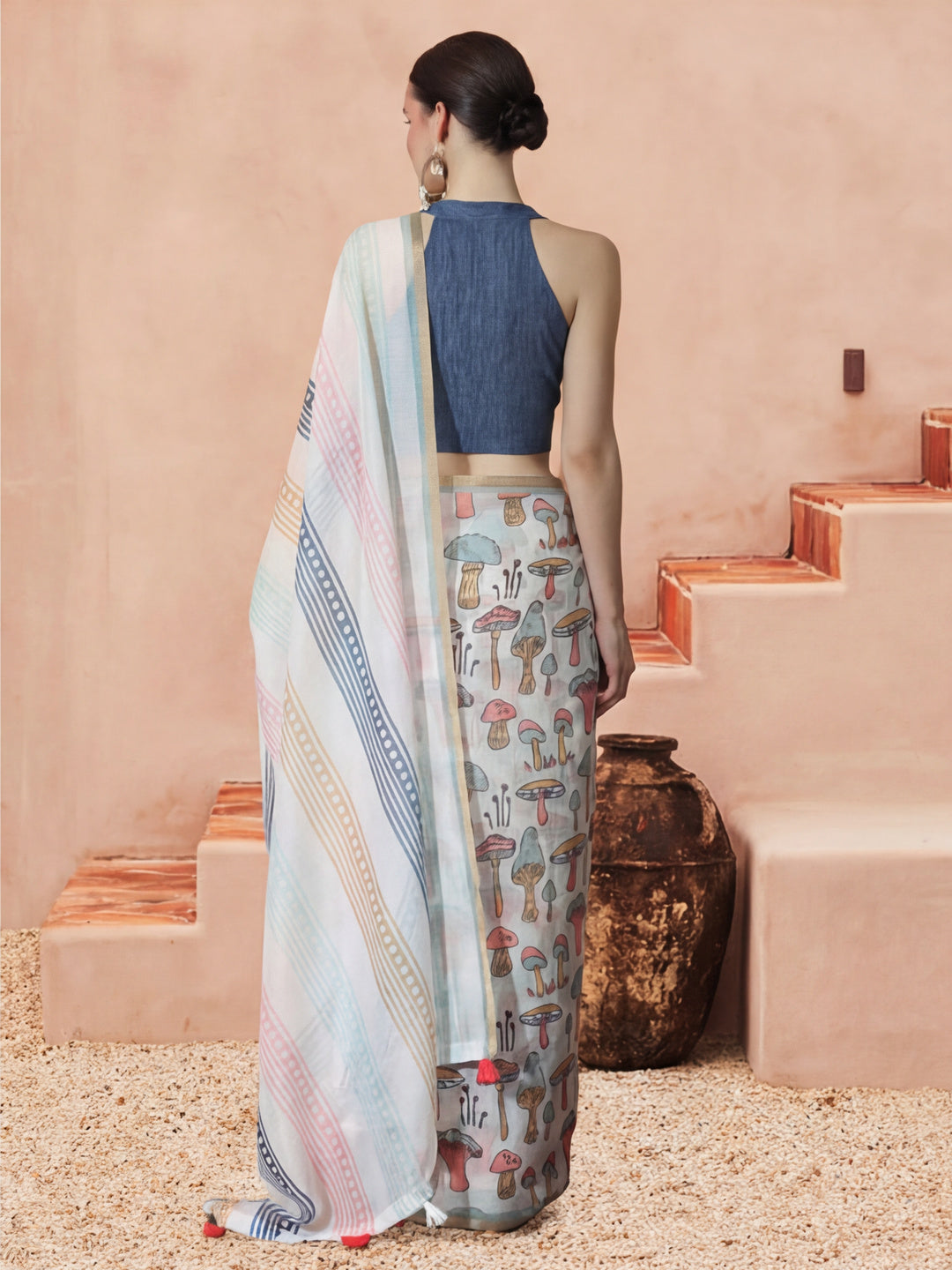 Floral Chanderi Cotton Saree with Unstiched Blouse
