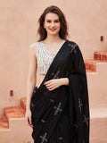 Floral Muslin Cotton Saree with Unstiched Blouse