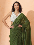 Floral Muslin Cotton Saree with Unstiched Blouse