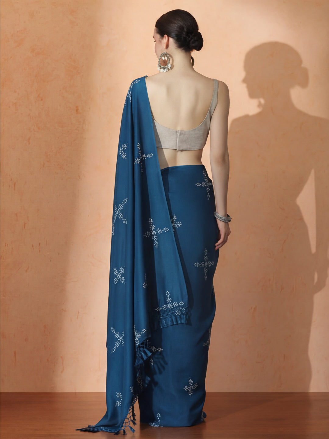 Floral Muslin Cotton Saree with Unstiched Blouse
