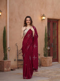 Floral Muslin Cotton Saree with Unstiched Blouse