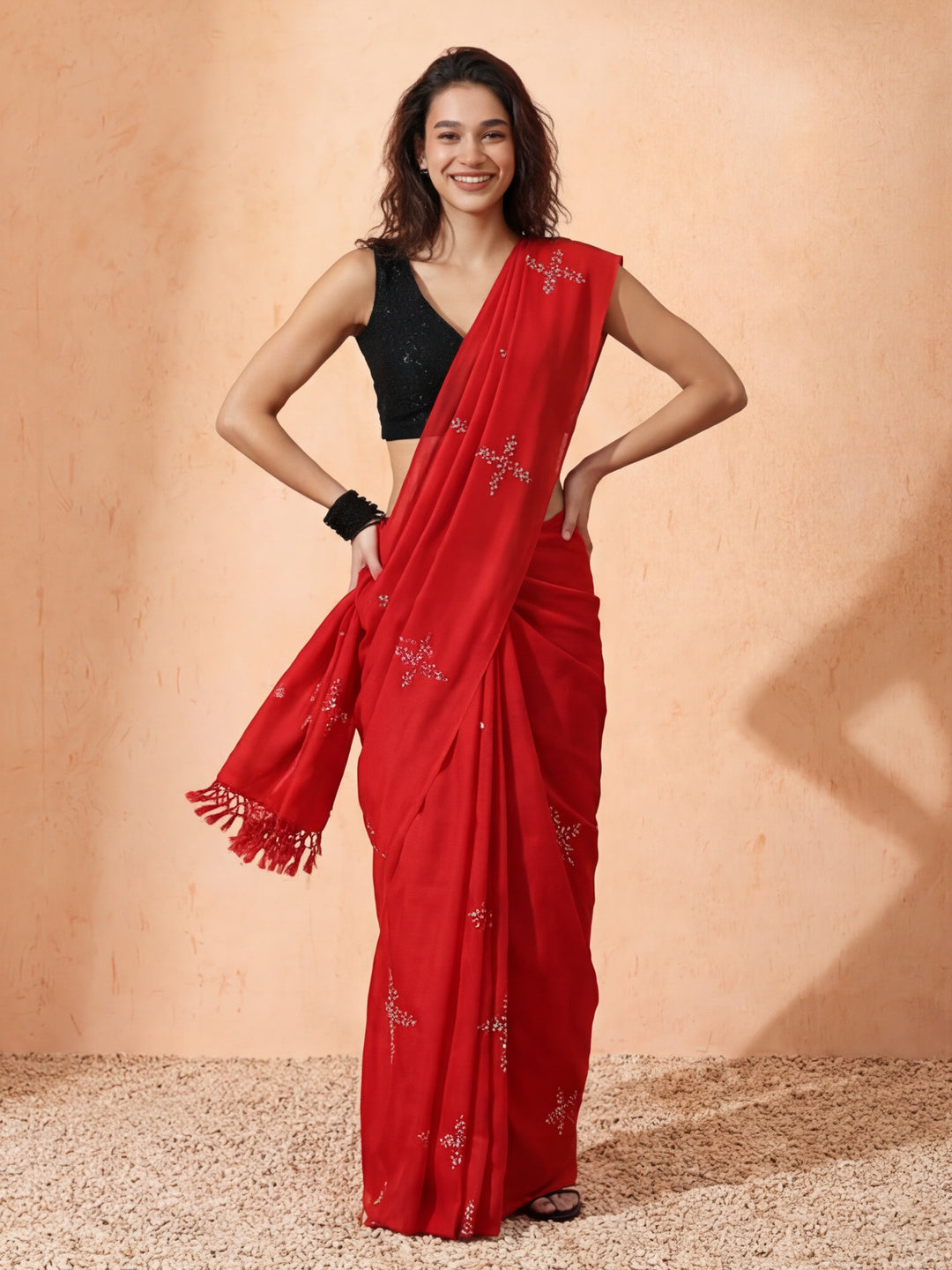 Floral Muslin Cotton Saree with Unstiched Blouse