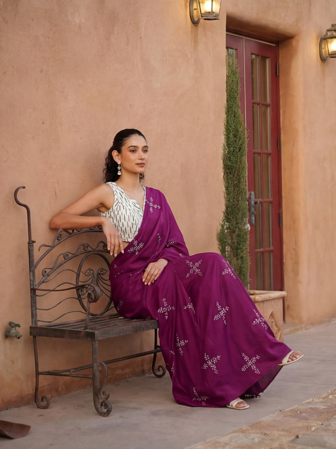 Floral Muslin Cotton Saree with Unstiched Blouse