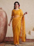 Party Wear Floral Embroidered Net Saree