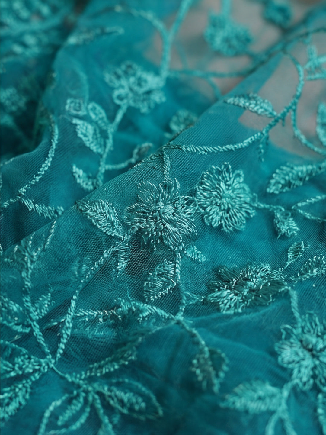 Party Wear Floral Embroidered Net Saree