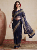Floral Embroidered Net Party Wear Saree