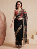 Floral Embroidered Net Party Wear Saree