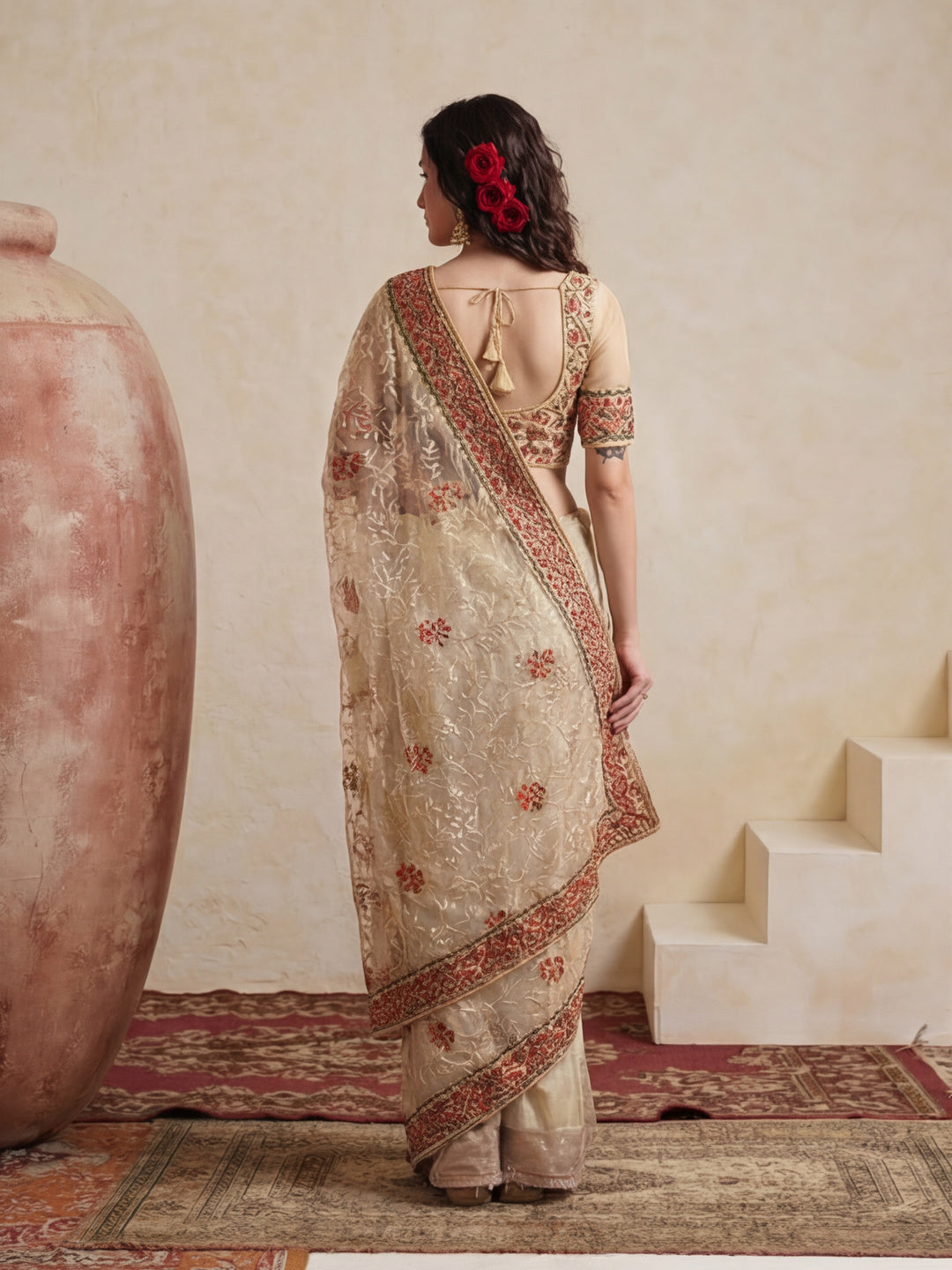 Floral Embroidered Net Party Wear Saree