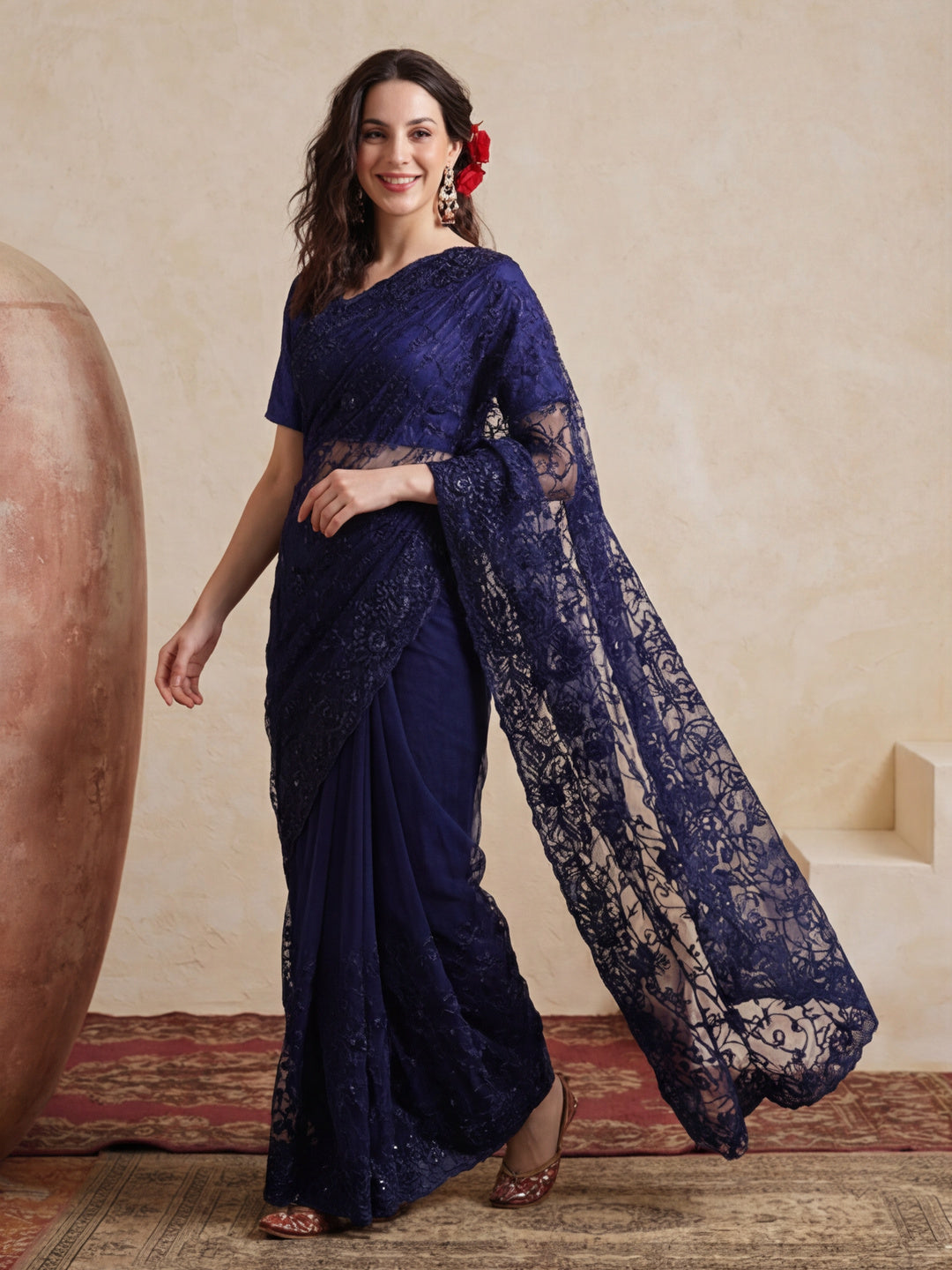 Embroidered Net Party Wear Saree