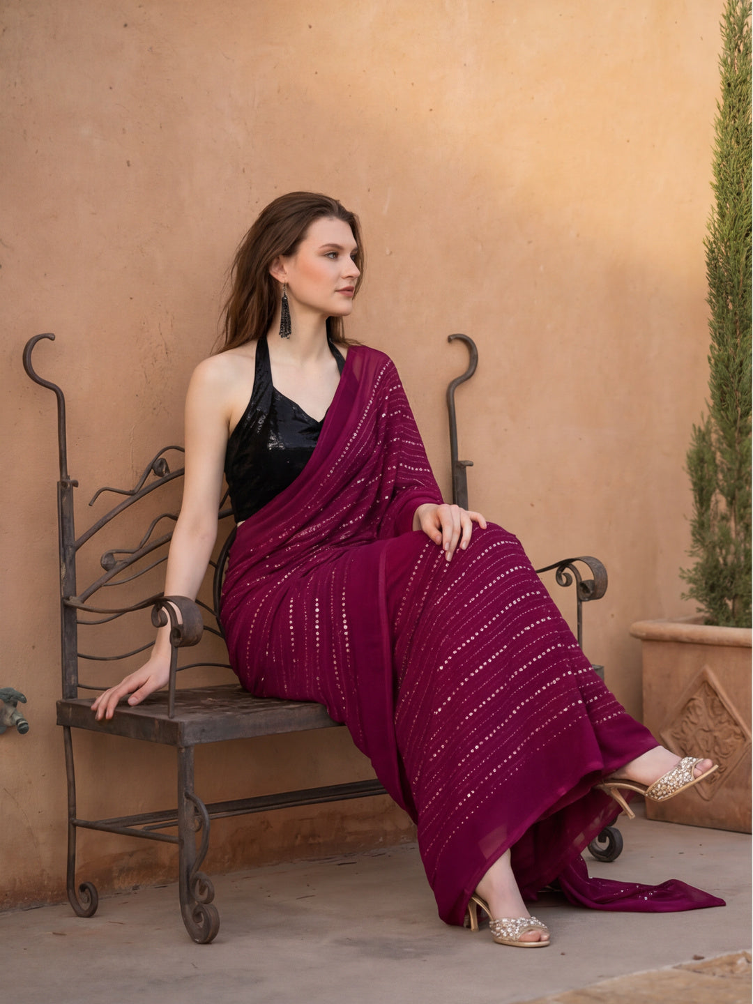 Embellished Premium Georgette Saree with Unstiched Blouse