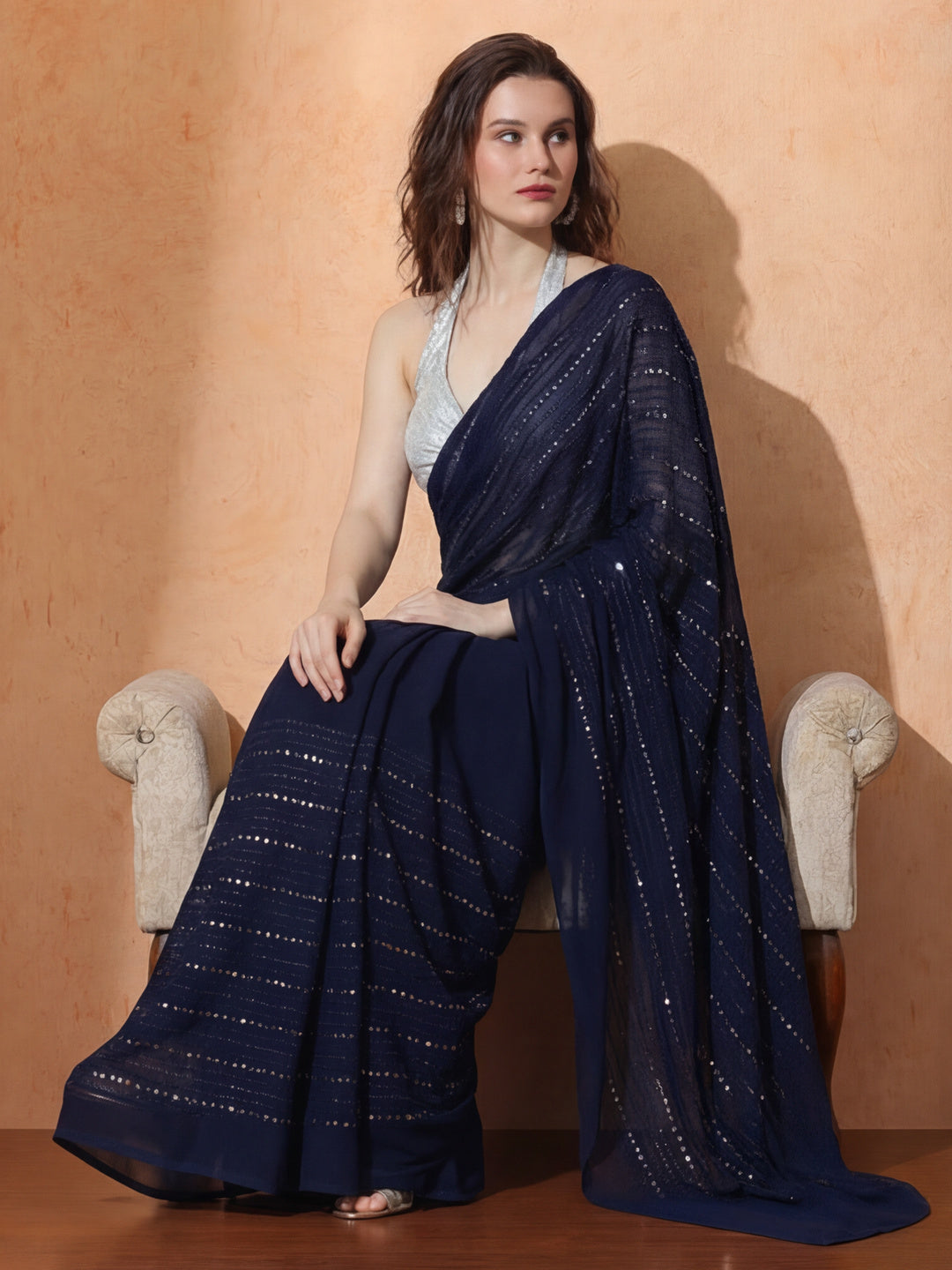 Embellished Premium Georgette Saree with Unstiched Blouse