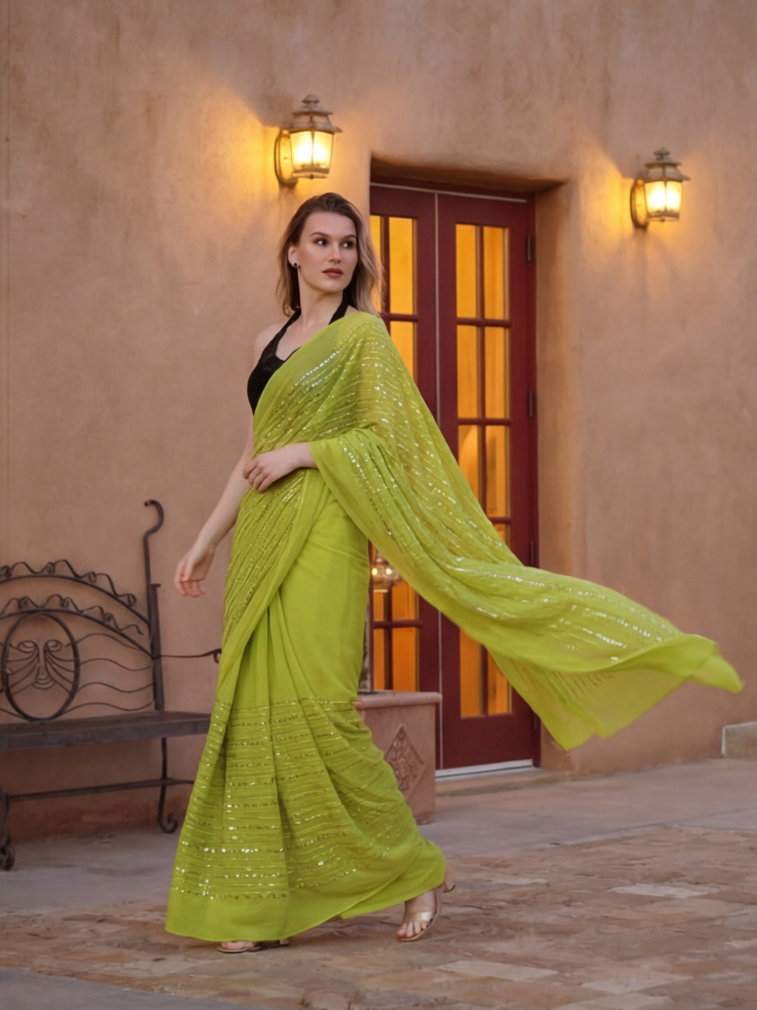 Embellished Premium Georgette Saree with Unstiched Blouse