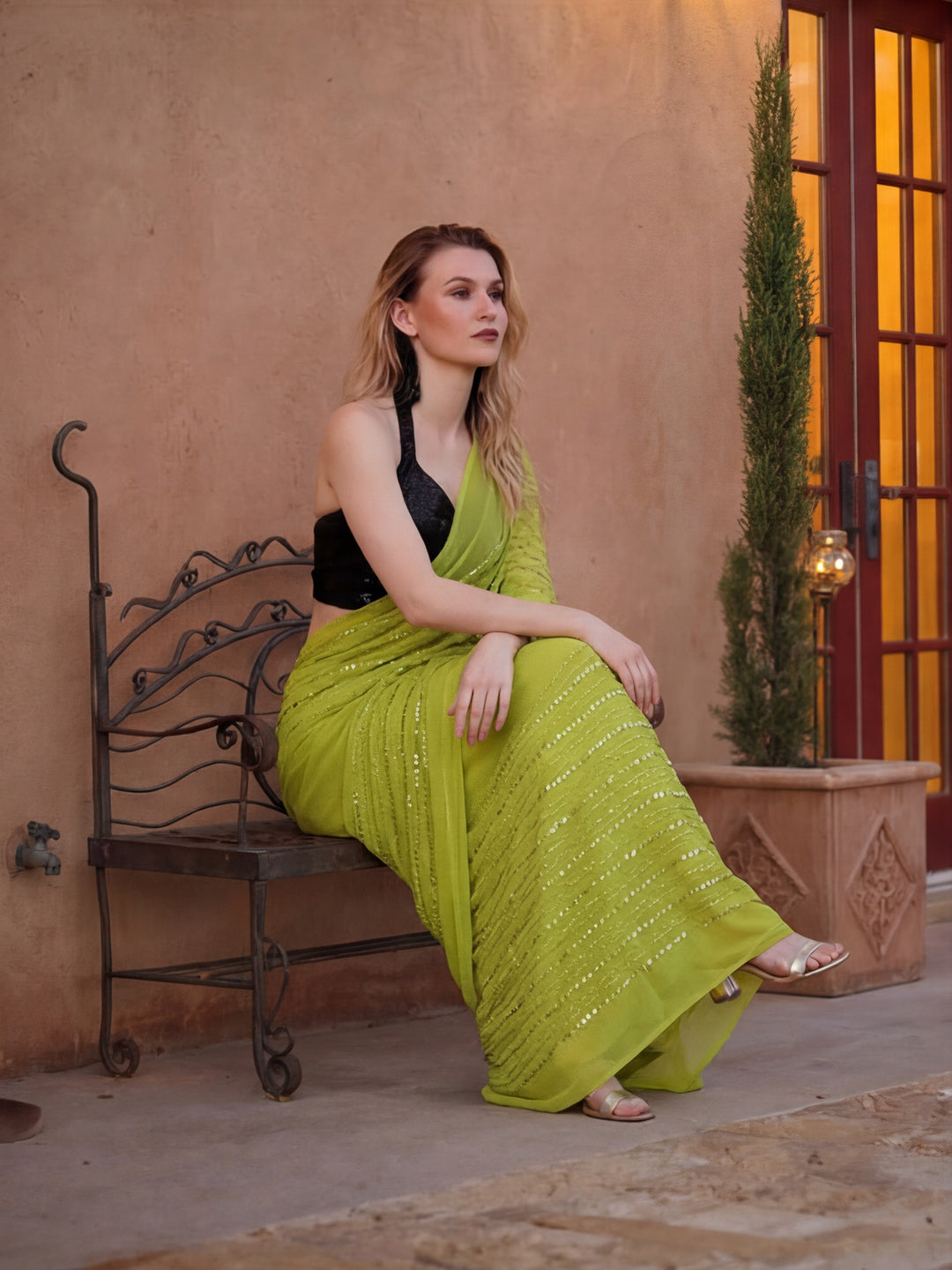 Embellished Premium Georgette Saree with Unstiched Blouse