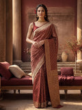 Opulent Maroon Weaving Work Banarasi Silk Saree -