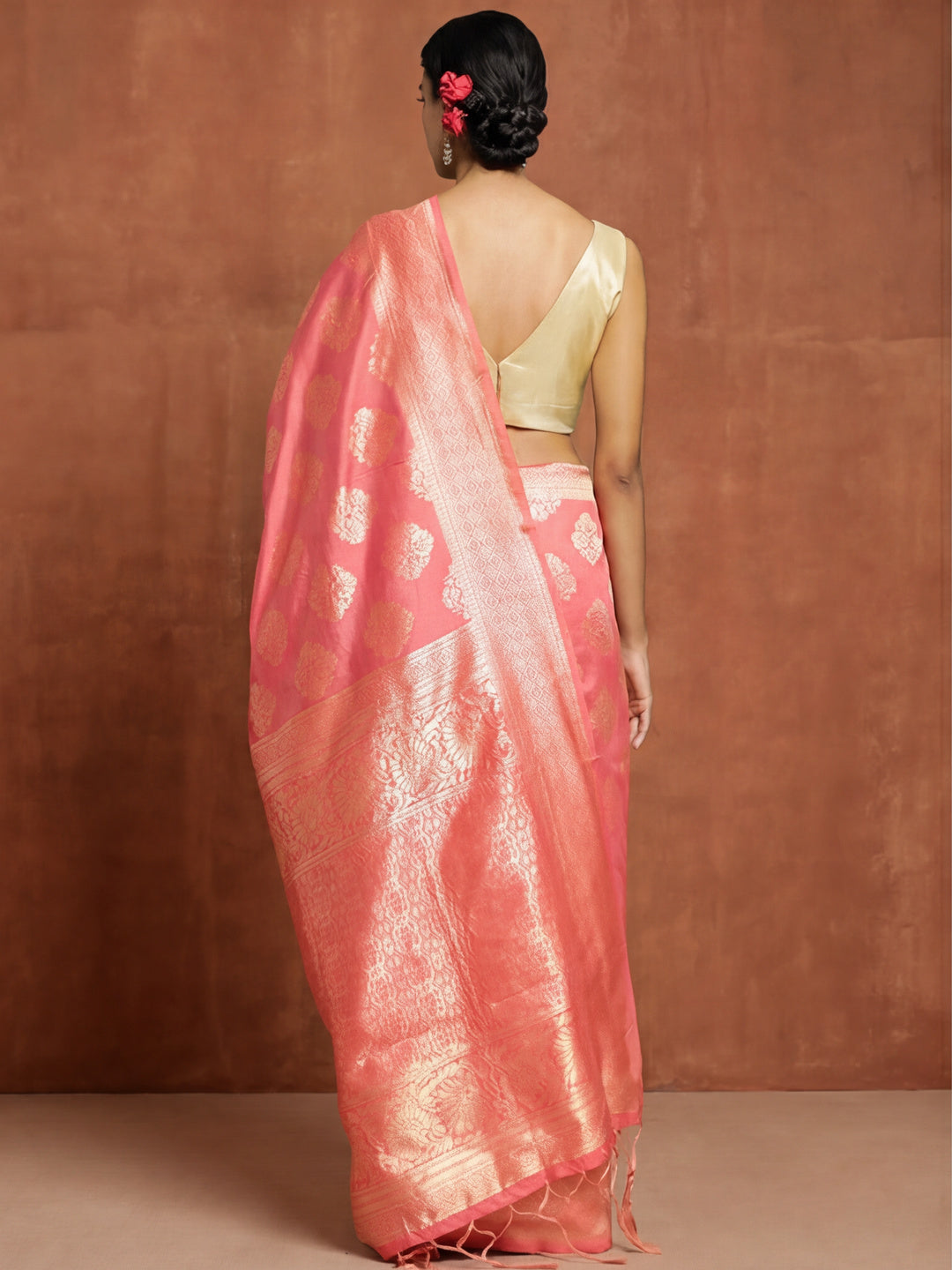Women's Pitch Colour Designer Weaving Work Saree