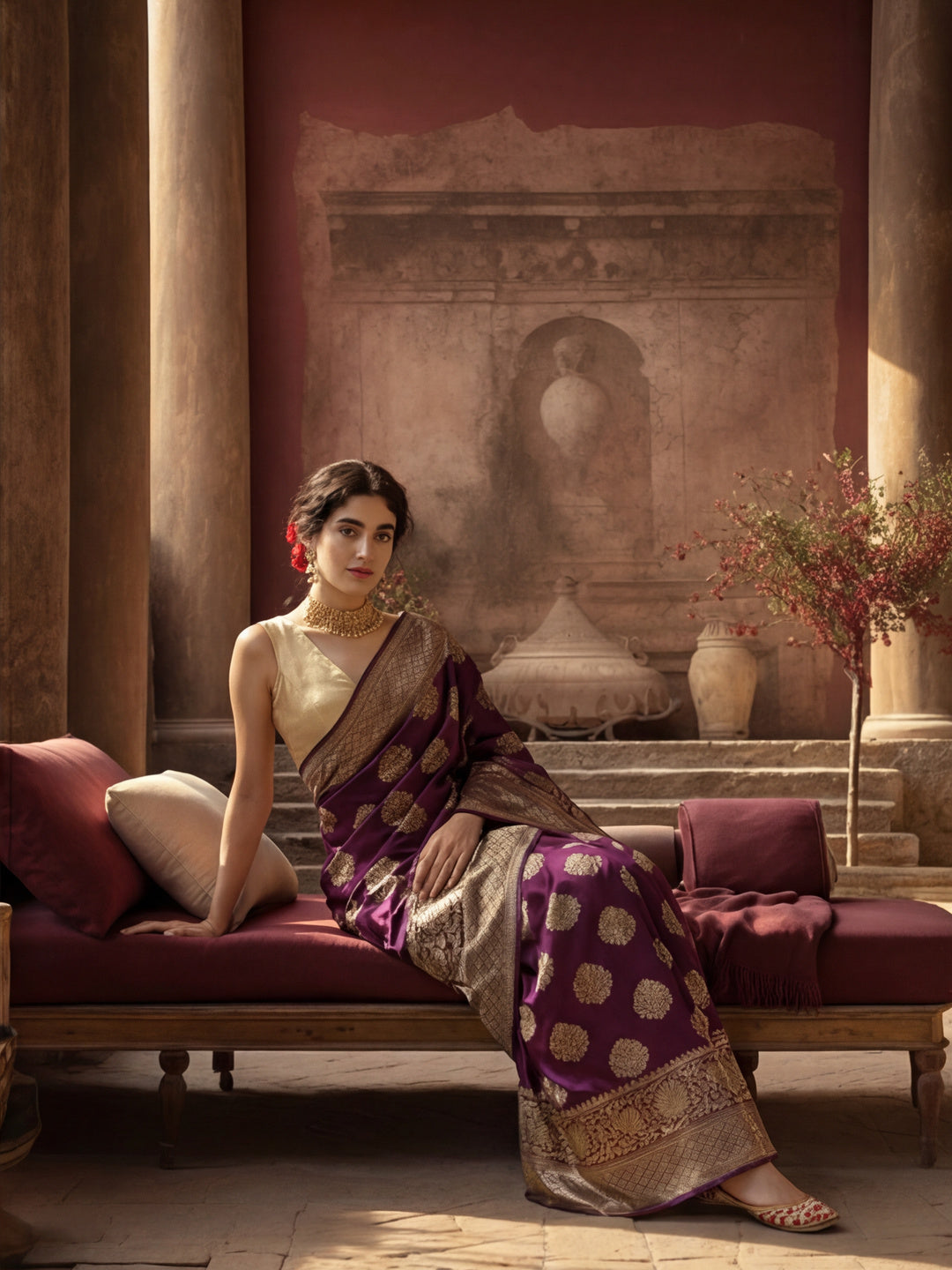 Women's Designer Weaving Work Purple Saree