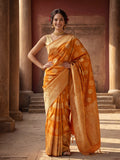 Women's Designer Weaving Work Orange Saree