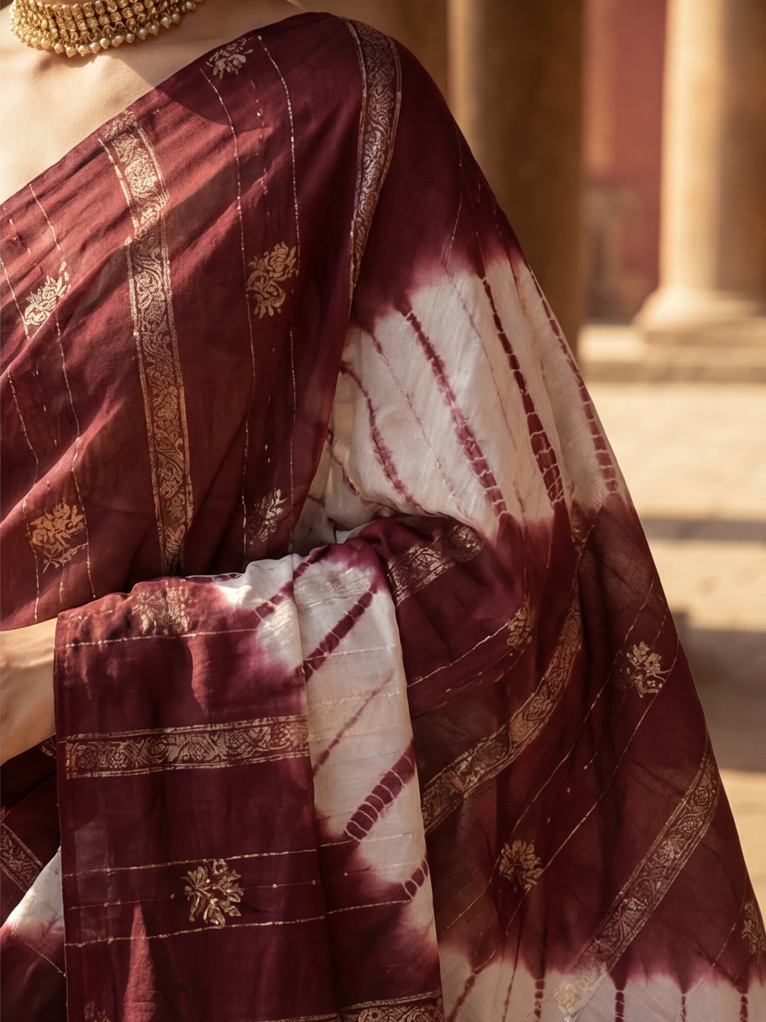 Rich Wine Weaving Cotton Blend Saree