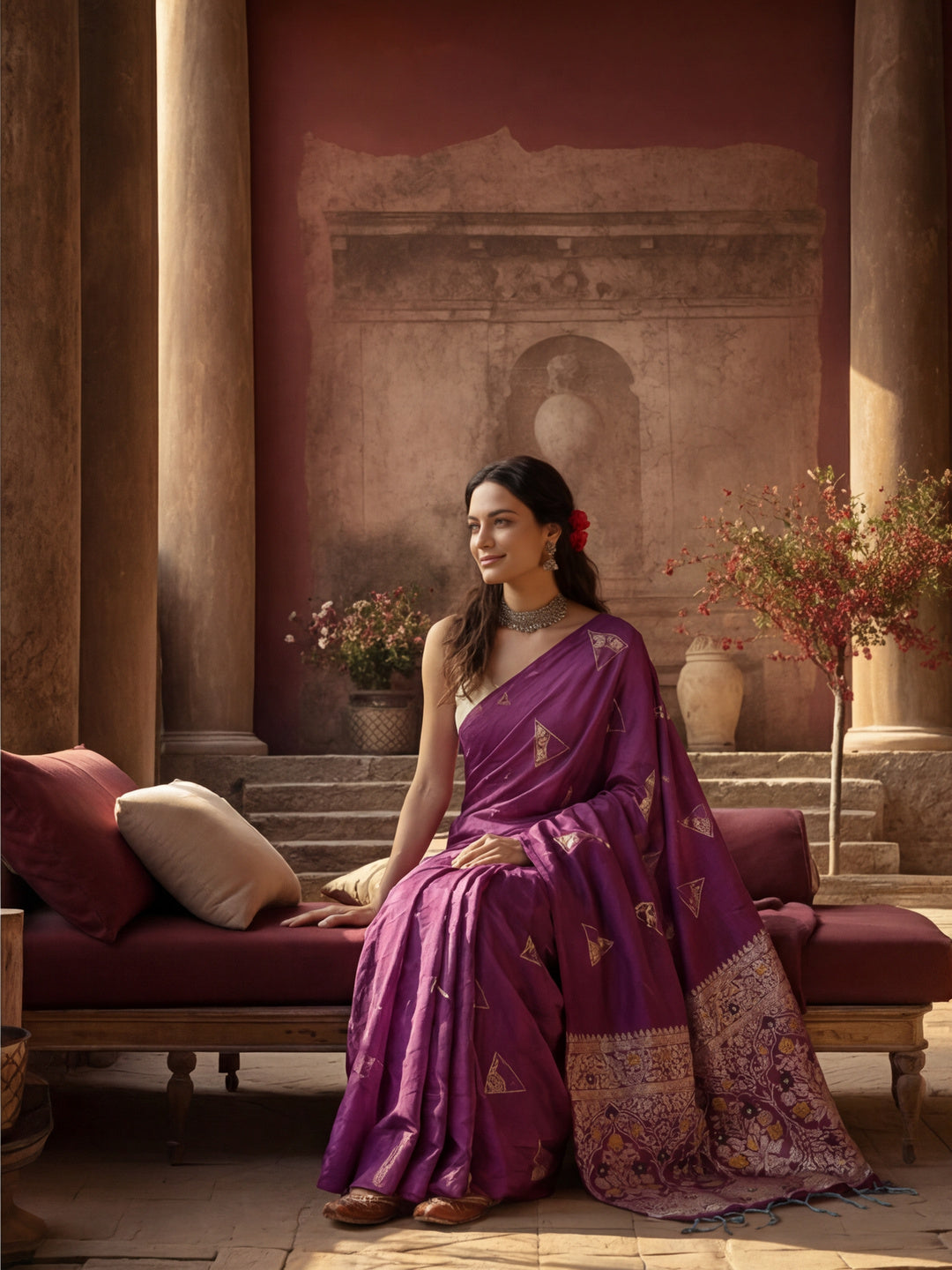 Royal Purple Weaving Silk Blend Saree