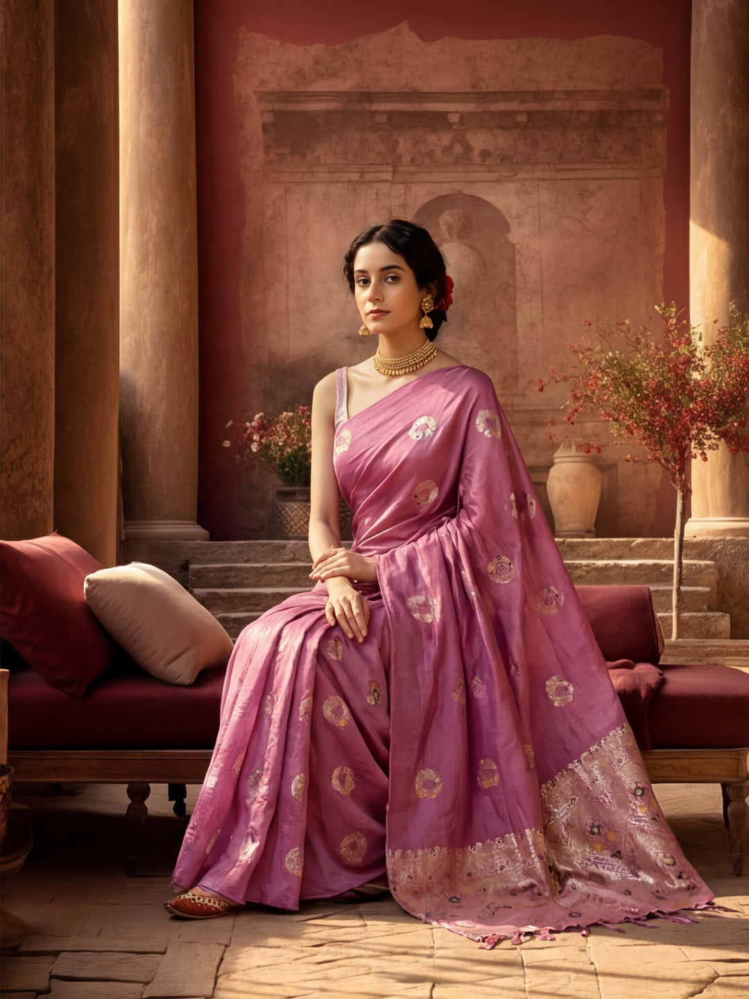 Elegant Lavender Weaving Silk Blend Saree