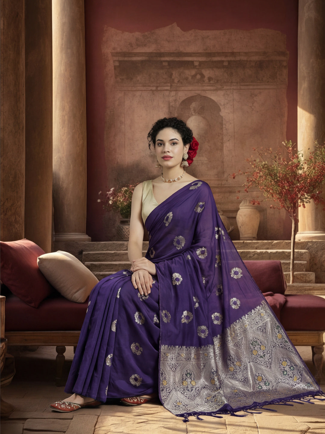 Silk Blend Banarasi Zari Woven Saree