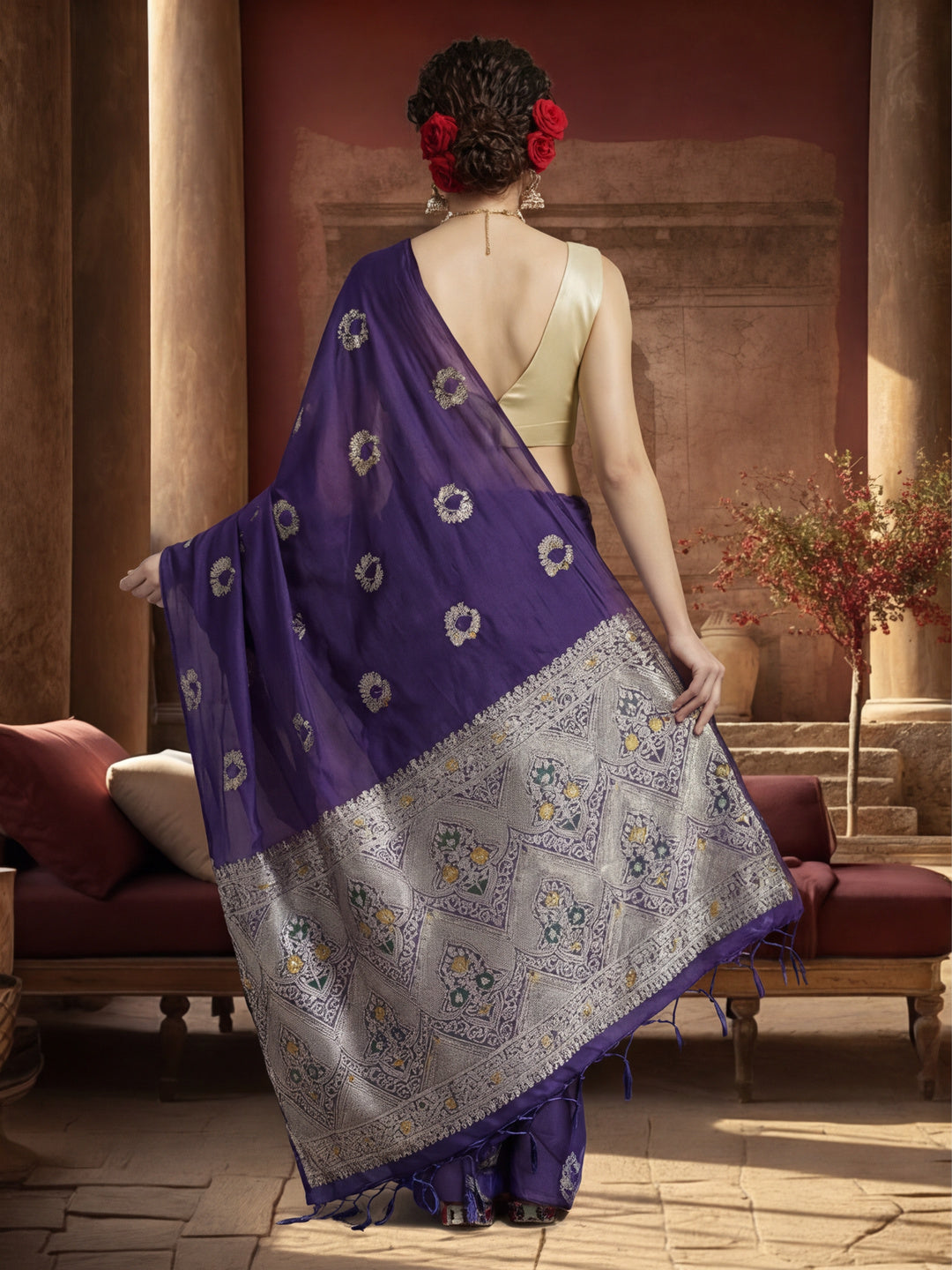 Silk Blend Banarasi Zari Woven Saree