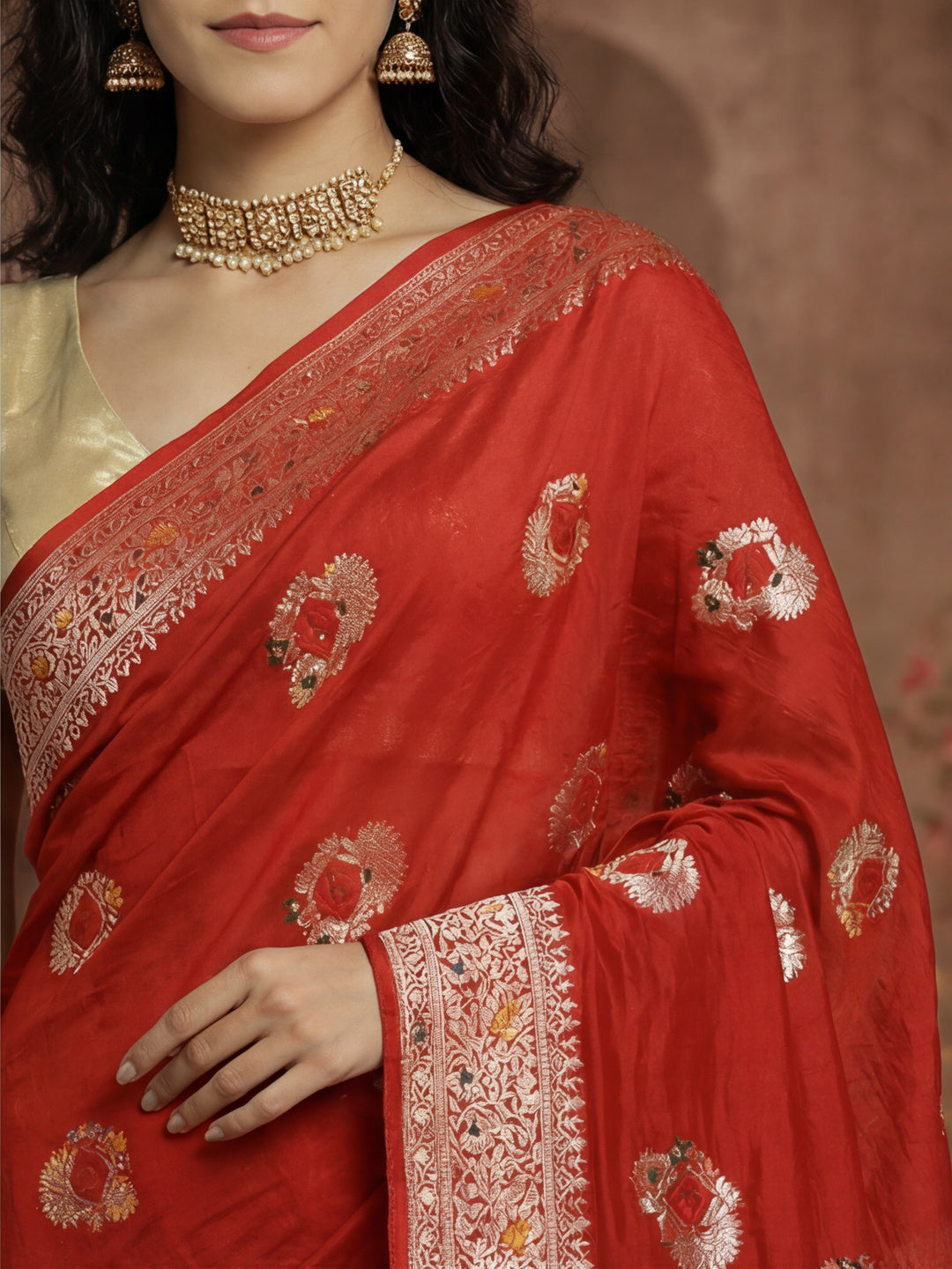 Passionate Red Weaving Silk Blend Saree