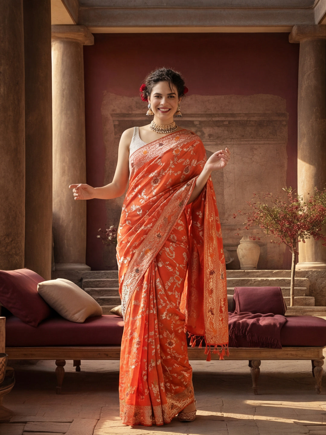 Heavy Banarasi Zari Woven Silk Blend Saree