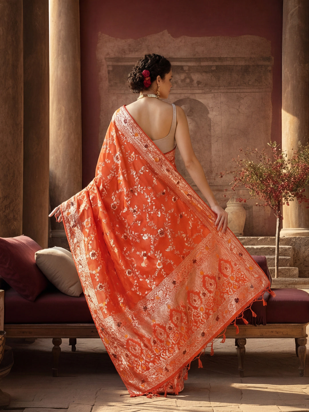 Heavy Banarasi Zari Woven Silk Blend Saree