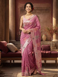 Women's Lavender Jacquard Weaving Work Saree