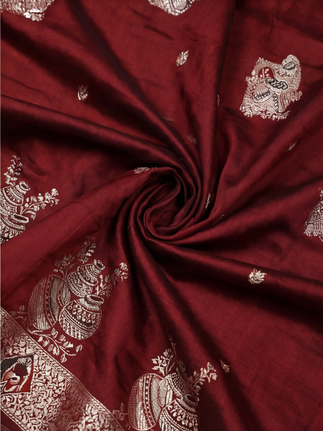 Women's Maroon Jacquard Weaving Work Saree